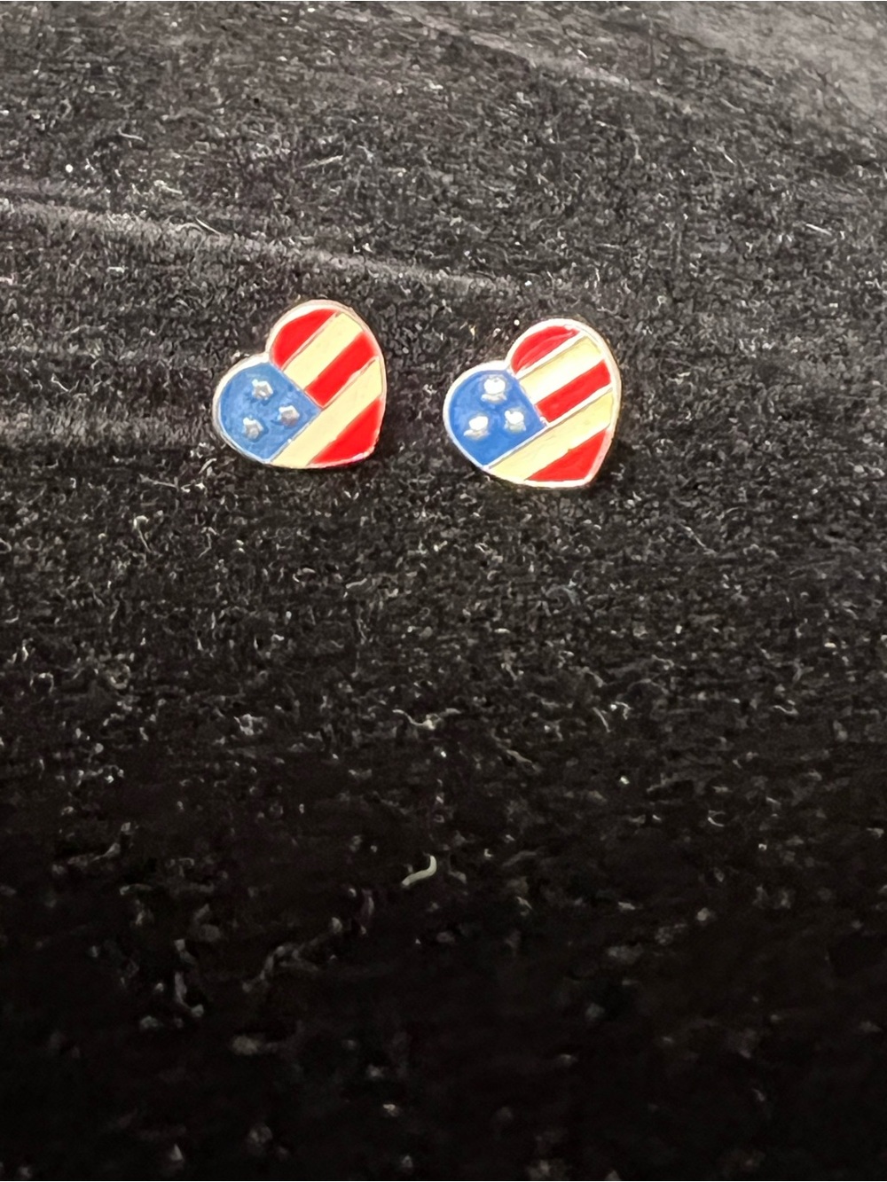 Patriotic sterling silver Heart Stud Earrings in Red and Blue